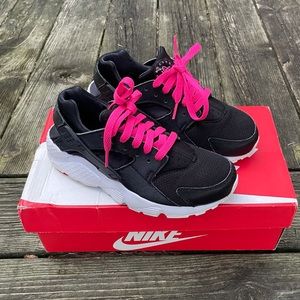 Pink and Black Nike Huarache Sneakers